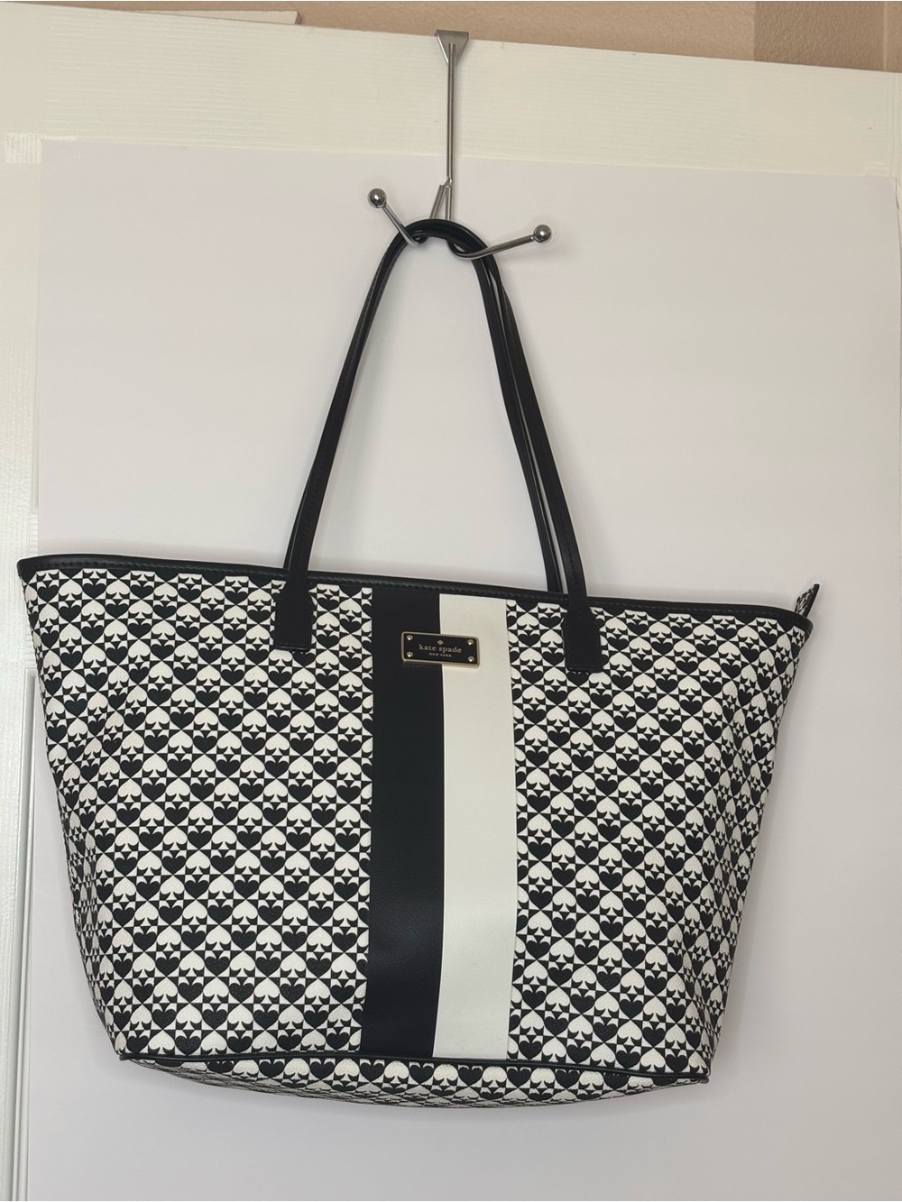 kate spade Black and White Striped Geometric Tote
